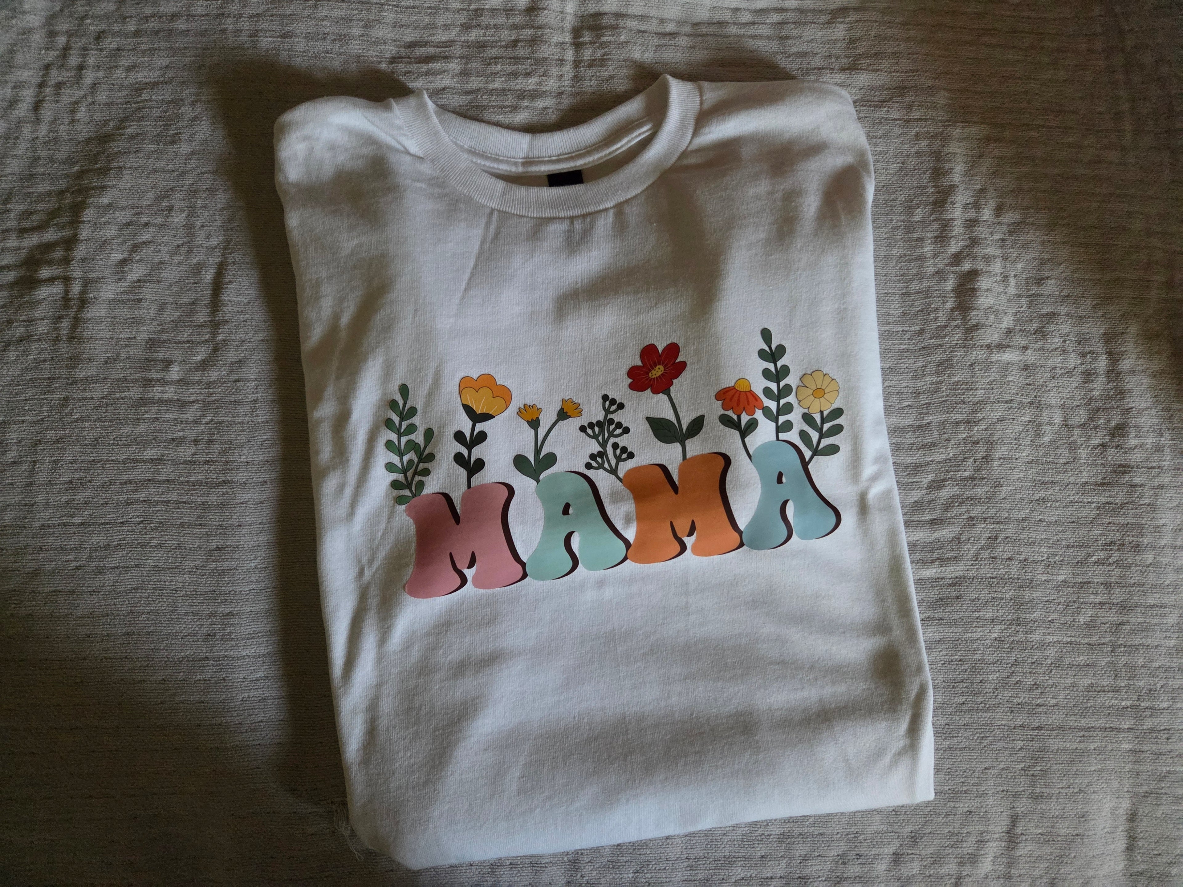 Mama with Flowers Custom Cotton Shirt